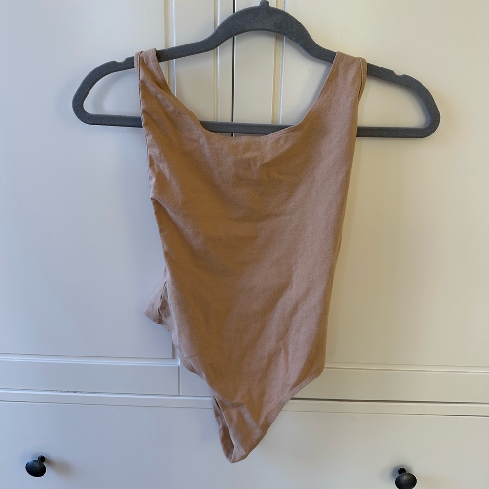 American Apparel Nude Tan Low Back Bodysuit Small